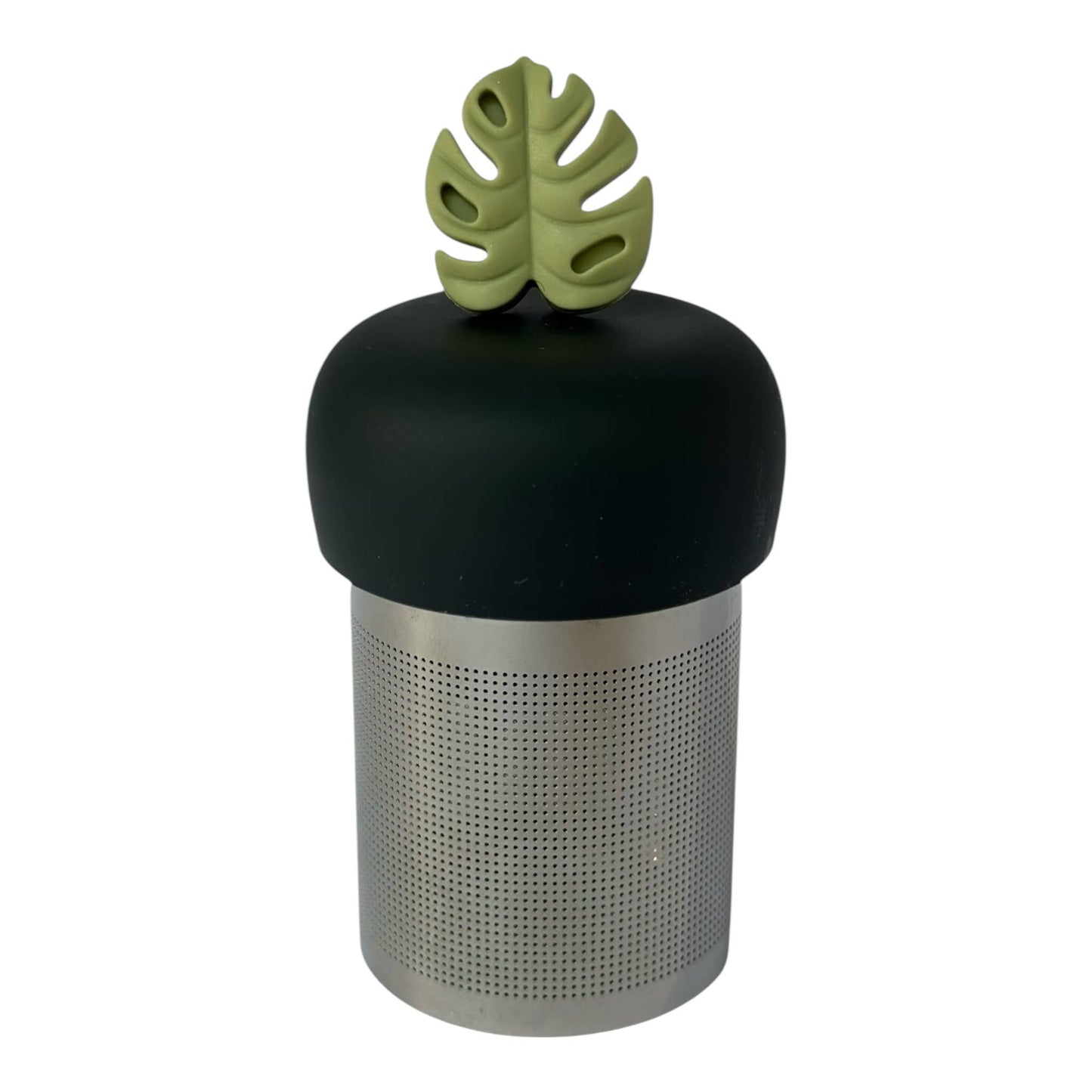 Monstera Leaf | Floating Tea Steeper | Grey Base | Green: Charcoal Grey / Earth Green