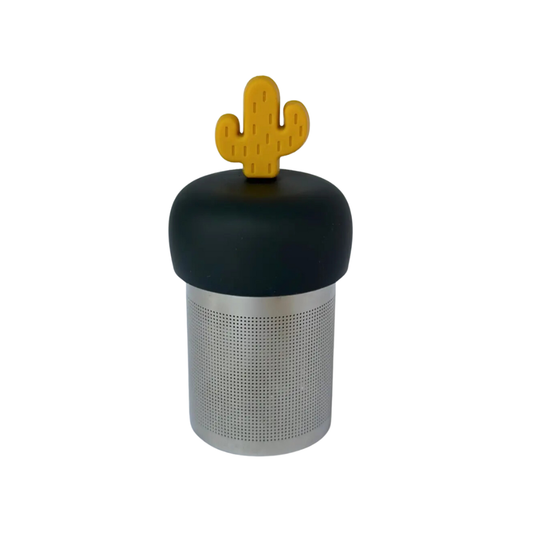 Cactus | Floating Tea Steeper | Grey Base | Yellow Cactus: Charcoal Grey / Honey Yellow