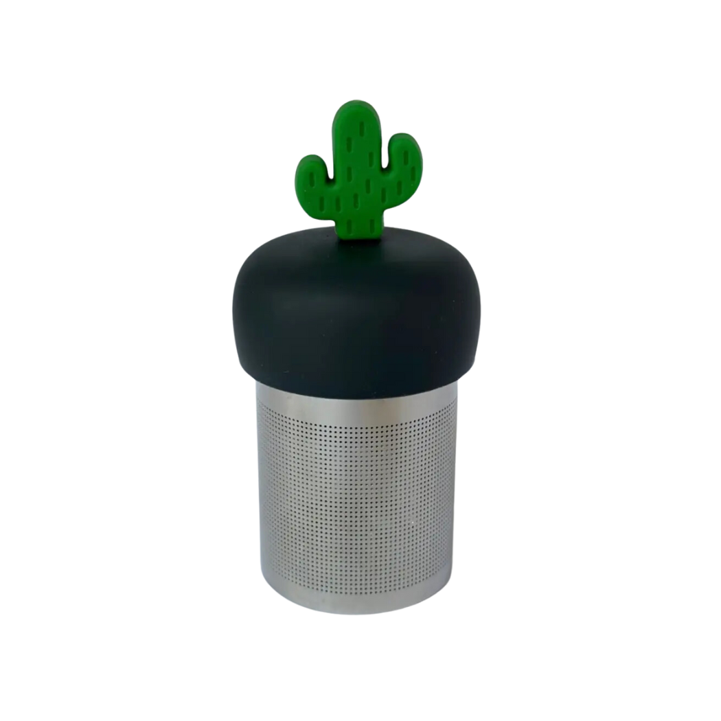 Cactus | Floating Tea Steeper | Grey Base | Green Cactus: Charcoal Grey / Emerald Green