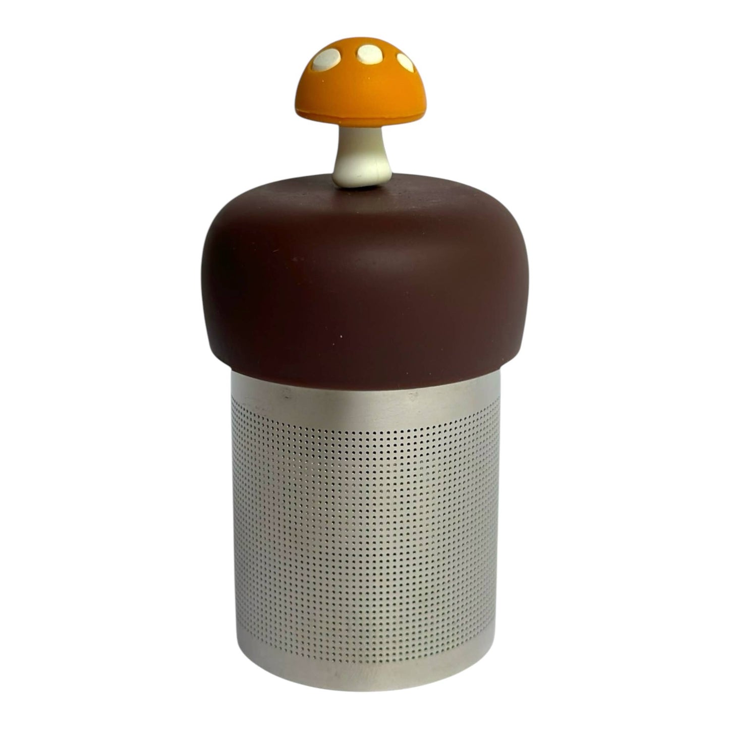 Mushroom | Floating Tea Steeper | Brown Base | Yellow: Forest Brown / Goldenrod Yellow Mushroom