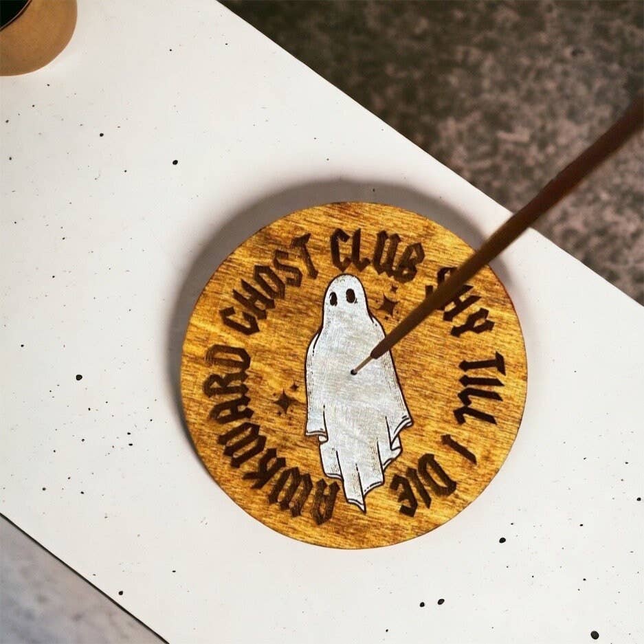 Spooky Handmade Wooden Incense Holder, Ghostie Decor