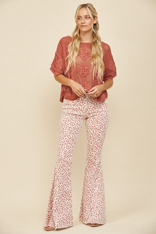 Pink Leopard Bell Bottoms